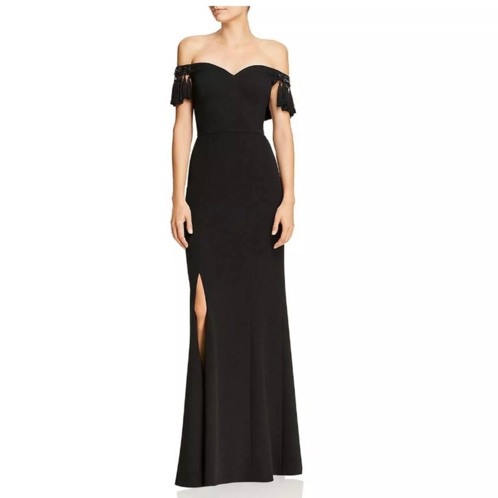 Aidan Mattox Black off the shoulder dress SZ 2